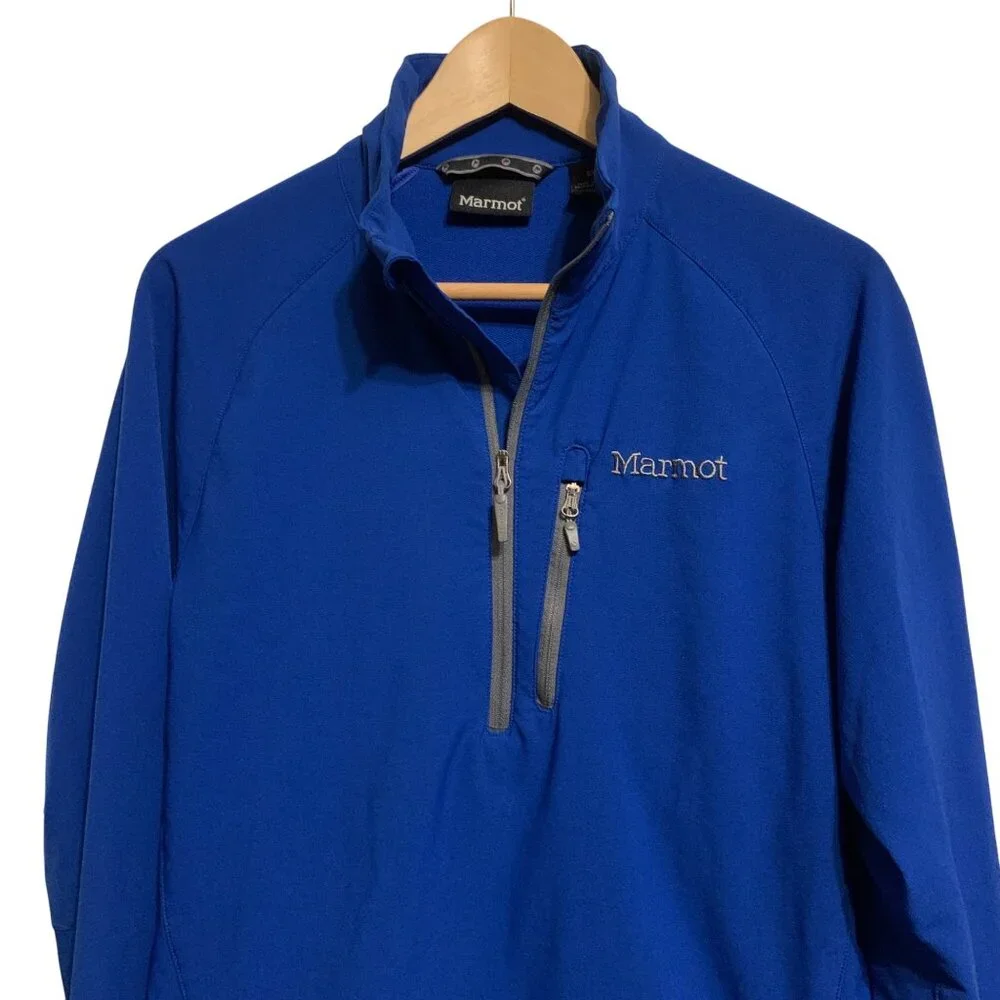 Marmot Women's Blue 1/4 Zip Pullover Jacket, Chest Pocket, Long Sleeves, Size SP